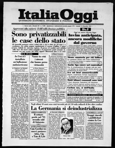 Italia oggi : quotidiano di economia finanza e politica